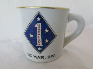 Vintage Ceramic Fuji Shop Iwakuni Coffee Mug Cup Guadalcanal 1st Marine Division