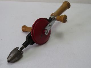 A2 - Vintage Old Hand Drill Metal With Wood Handles