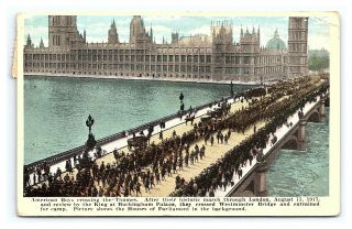 Vintage Postcard American Soldiers Crossing Thames 1917 World War One I16