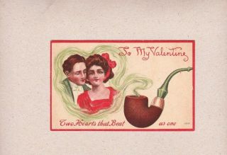 Vintage Postcard Two Hearts That Beat As One Couple In Love To My Valentine 1910