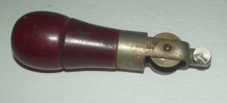VINTAGE WOODEN HANDLE LEATHER PUNCH WITH 2 NEEDLES PATENT 1905 4