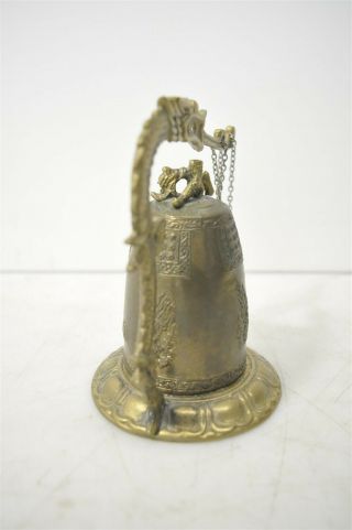 Antique Asian Bronze Dragon Incense Burner/Bell W/ Buddhist Deities & Psalm 2