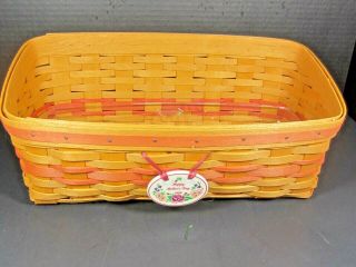 Longaberger 1996 Mothers Day Vanity Basket Combo With Protector & 1996 Tie - On