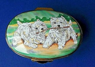 Crummles Hand Painted Trinket Box West Highland Terrier Dogs Boxed 16.  8 x 5.  2cms 3
