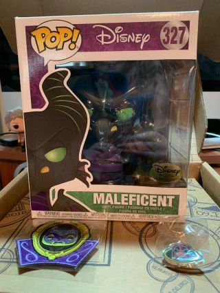 Disney Treasures Exclusive Maleficent Dragon Funko Pop Box Pin,  Patch