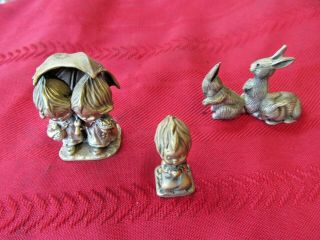 3 Little Gallery Pewter Figurines 1975,  1977,  1980