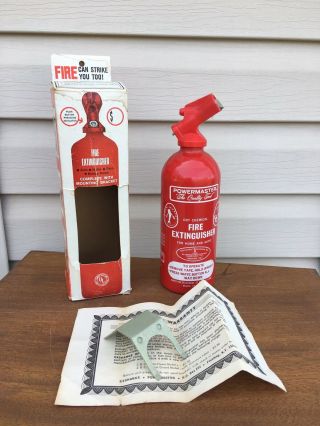 Vintage Small Fire Extinguisher Red W/bracket - Box - Papers - Marked 1969