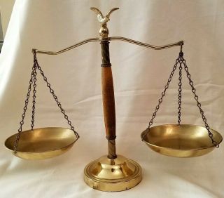 Scales Of Justice Vintage Eagle Antique Lawyer Scale Brass & Wood 1960 