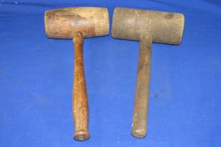 2 Vintage Wood Mallet - Hammers,  Masher,  Carpentry Tools Unmarked