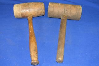 2 Vintage Wood Mallet - Hammers,  Masher,  Carpentry Tools Unmarked 2