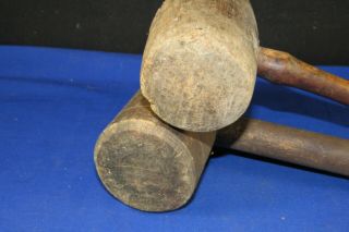 2 Vintage Wood Mallet - Hammers,  Masher,  Carpentry Tools Unmarked 4