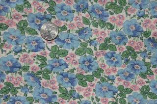 Vintage Cotton Feedsack Fabric Floral Pink Blue White Flowers 37 X 44