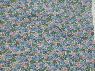 Vintage Cotton Feedsack Fabric Floral pink blue white Flowers 37 X 44 2