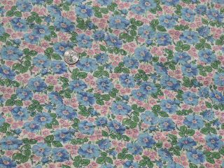 Vintage Cotton Feedsack Fabric Floral pink blue white Flowers 37 X 44 3