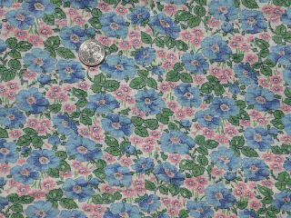 Vintage Cotton Feedsack Fabric Floral pink blue white Flowers 37 X 44 4