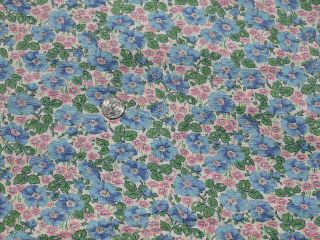 Vintage Cotton Feedsack Fabric Floral pink blue white Flowers 37 X 44 5