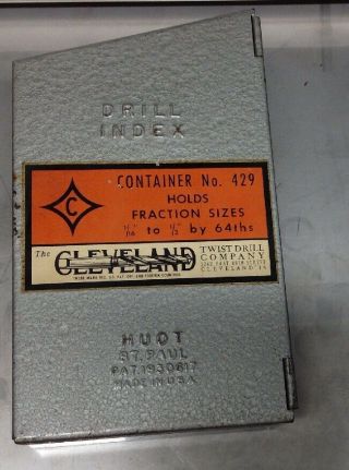 Vintage Cleveland Drill Bit Set In Metal Box 1/16 - 1/2 No.  429,  Complete Set