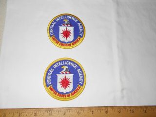 Two 3 " Central Intelligence Agency Iron - On Patches,  Blue,  Gold,  Red,  White