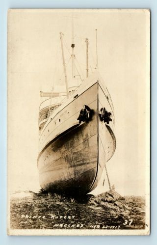 British Colombia Canada 1917 Steamship Wreck - Prince Rupert Steamer Photo Rppc