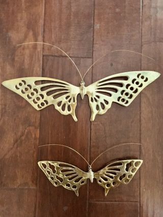 Set Of 2 Vintage Brass Butterfly Wall Hanging,  Art,  Garden
