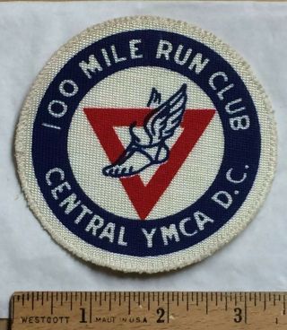 100 Mile Run Club Ymca Round Winged Foot Patch Badge