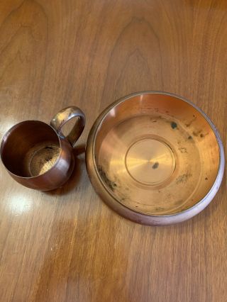 Vintage West Bend Aluminum Co.  Solid Copper Mug And Bowl 1960s Usa Made