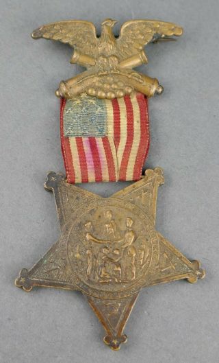Antique Grand Army Of The Republic Gar 1886 Civil War Veteran Ribbon Medal