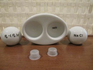 Periodic Table Ceramic Salt & Pepper Shaker Set Nacl Pe,  (pe) R,  Base Exc.  Cond.