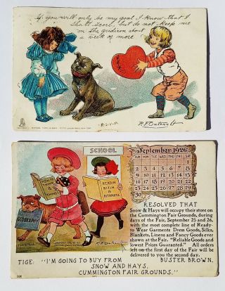 Rare Rf Outcault / Tuck - Buster Brown Tig - Calendar Postcard Cummington Fair Ad