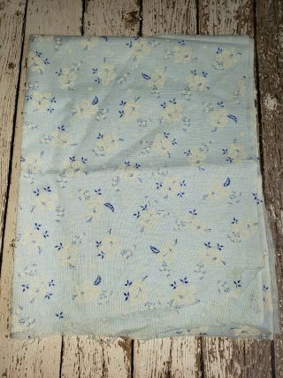 Vintage Flocked Floral Dotted Swiss Blue Fabric Remnant Scrap Piece 5