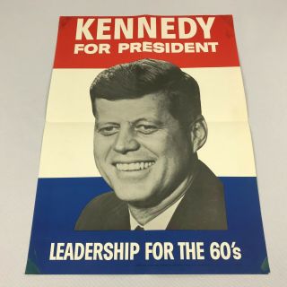 John Kennedy Jfk For President Political Campaign Poster From 1960 2 Fold
