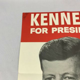 John Kennedy JFK For President Political Campaign Poster from 1960 2 Fold 2