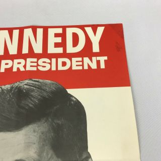 John Kennedy JFK For President Political Campaign Poster from 1960 2 Fold 3