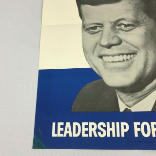 John Kennedy JFK For President Political Campaign Poster from 1960 2 Fold 5