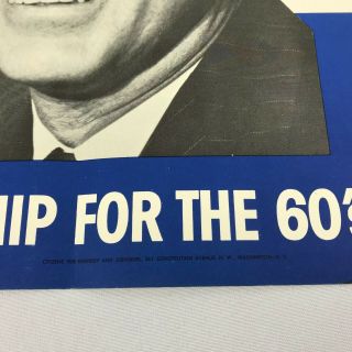 John Kennedy JFK For President Political Campaign Poster from 1960 2 Fold 6