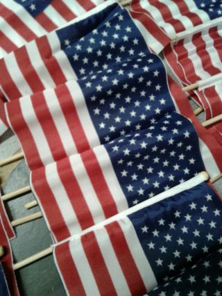 Hand Held American Flags On Sticks 250 Pack 4”X6” Made In Usa 2