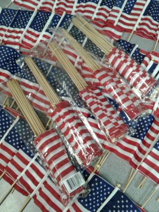 Hand Held American Flags On Sticks 250 Pack 4”X6” Made In Usa 4