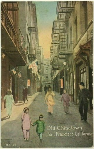 Old Chinatown San Francisco California Ca Alley Street View Vintage Postcard