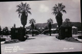 Rppc Entrance To The Sonoma State Home,  Eldridge,  Ca Vintage Postcard