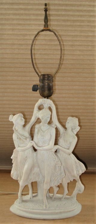 Vintage Soapstone Roman Greek Goddess Figure Lamp Light.