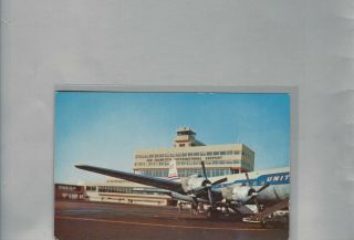 United Airlines Dc - 7 Mainliner At San Francisco Ca Airport Postcard