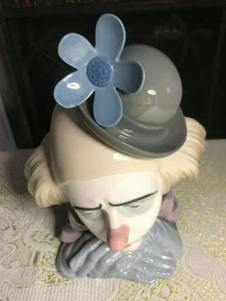 Lladro Pensive Clown Sad Jester Head Bust 5130 10.  5 
