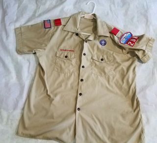 Q7 Boy Scouts Of America Bsa Official Uniform Shirt Mens Adult Xlarge Patches Ss