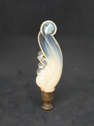 Aladdin Opalescent Ivory Alacite Glass Plume Design Lamp Finial