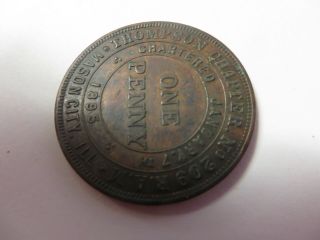 Masonic One Penny Token Coin MASON CITY,  ILLINOIS Chapter No.  209 R.  A.  M.  Vintage 4