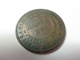 Masonic One Penny Token Coin MASON CITY,  ILLINOIS Chapter No.  209 R.  A.  M.  Vintage 5