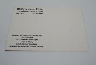 Andy ' s Jazz Club Postcard 11 E.  Hubbard St.  Chicago Illinois 2