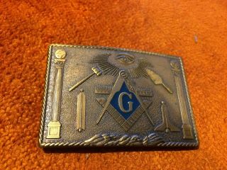 1978 Brass Belt Buckle Masonic Blue Lodge,  Harry Kutzner