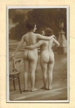 French Nude Woman Lesbian Back Buttock 1910 - 1920 Photo Postcard S7