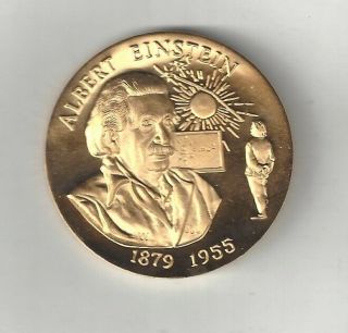 Physicist Albert Einstein Atomic Bomb Nuclear Power 24k Gold Bronze Medal Coin
